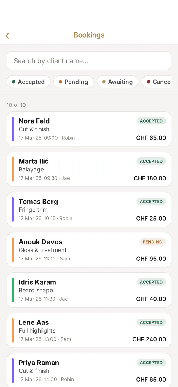 Lorenly bookings list